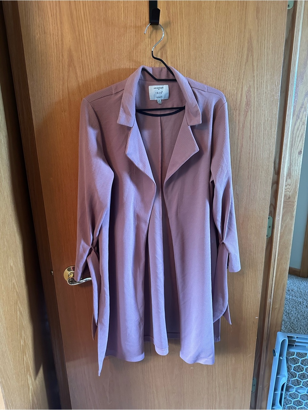 Muted Pink/Lavender Open-Front Trench Jacket